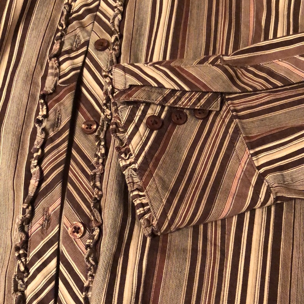 Rafaella striped ruffle dress shirt